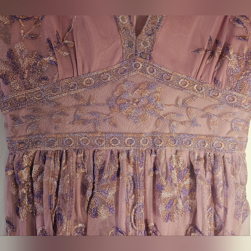 Dusty Rose Embroidered V-Neck Maxi Dress - Picture 2 of 12